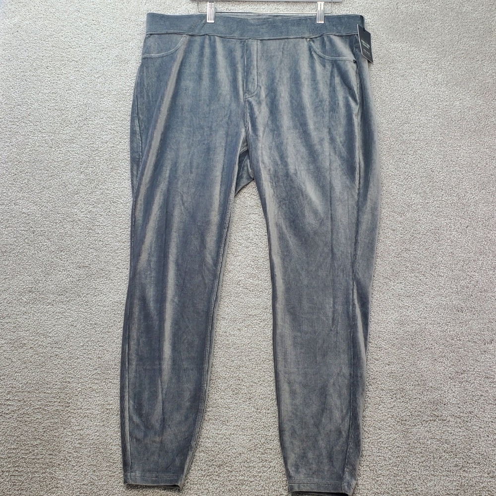 Simply Vera Vera Wang Corduroy Leggings Womens 1X Grey NWT Back Pockets Mid Rise